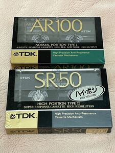 カセットテープ、TDK、TYPE1 Normal position・TDK AR100×1、TYPE2 High position・TDK SR50×1、合計2本、未使用新品、ジャンク品