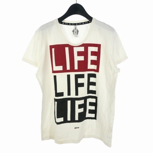 グラム glamb Tシャツ カットソー 半袖 LIFEプリント 2 白 ホワイト メンズ