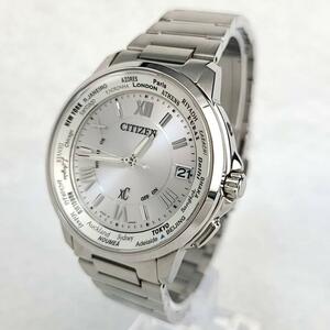 ☆極上品☆CITIZEN シチズン ハッピーフライト クロスシー ラウンド デイト シルバー文字盤 メンズ腕時計