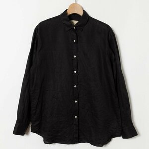 UNITED ARROWS TOKYO ユナイテッドアローズ トウキョウ 定番シャツ レギュラーシャツ 38 麻100 黒 ブラック シンプル 女性 春夏 秋 上質