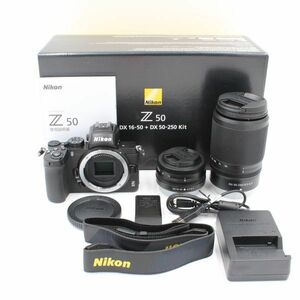 ショット数9036回、元箱付き。★美品★ Nikon ニコン Z50 ダブルズームキット NIKKOR Z DX 16-50mm+NIKKOR Z DX 50-250mm ブラック