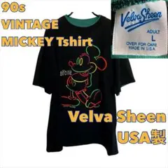 【希少】90s USA製 Disney ミッキー Tシャツ velvasheen