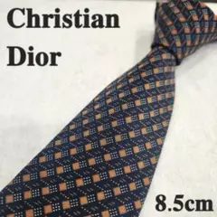 【Christian Dior】ハイブランドネクタイ　濃紺　四角柄　メンズ