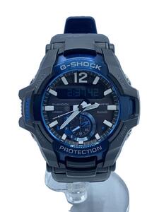 CASIO◆ソーラー腕時計・G-SHOCK/デジアナ/ラバー/BLK/BLK/SS