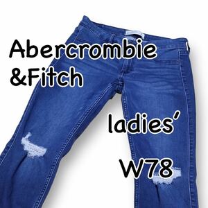 Abercrombie&Fitch アバクロ 10R W30 ウエスト78cm XLサイズ ストレッチ ダメージ加工 レディース ジーンズ デニム M1972