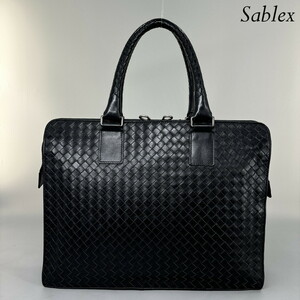 1円【極美品】BOTTEGA VENETA ボッテガ ヴェネタ ボッテガベネタ イントレチャート ビジネスバッグ ブリーフケース レザー ブラック 黒