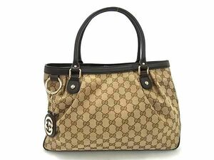 1円 ■極美品■ GUCCI グッチ 296835 スーキー インターロッキングG GGキャンバス×レザー トートバッグ ショルダー ブラウン系 AY4934