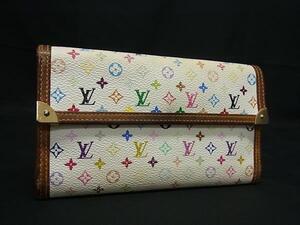 1円 LOUIS VUITTON ヴィトン M92659 モノグラムマルチカラー ポルトトレゾール インターナショナル 三つ折り 長財布 アイボリー系 FL3057