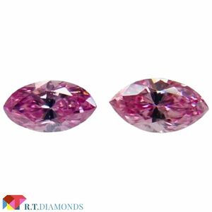 SET！FANCY VIVID PURPLISH PINK 0.076ct/0.074ct MQ/RT2384/CGL