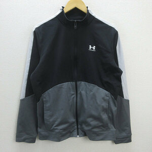 G■アンダーアーマー/UNDER ARMOUR トリコットジャケット/1373791【M】黒灰/men