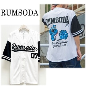 《RUMSODA ラムソーダ》新品 オーバーサイズ 豪華ベアーワッペン ベースボールシャツ シャツジャケット ユニセックス L S0272