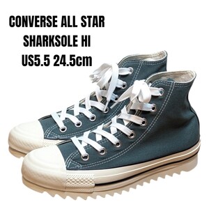 美品 CONVERSE コンバース オールスター シャークソール 24.5cm　グリーン　レディーススニーカー　厚底スニーカー