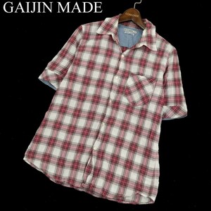 GAIJIN MADE ガイジンメイド ハリラン 春夏 半袖 ワーク★ チェック シャツ Sz.M　メンズ　A3T07479_6#A