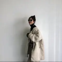 美品　mite「Ray 掲載」long boa coat