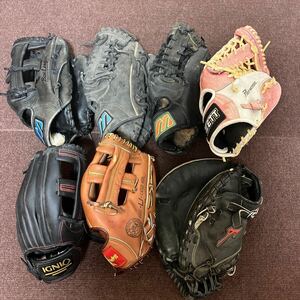 野球 グローブ 7点まとめてセット 詳細不明 ポジション様々 キャッチャーミット /MIZUNO / ZETT / Rawlings 他