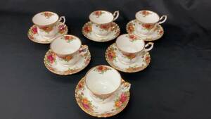 ROYAL ALBERT/ロイヤルアルバート 6客 オールドカントリーローズ/カップ＆ソーサーペア/金彩/ボーンチャイナ/茶器/