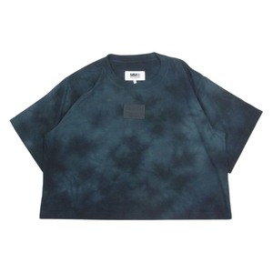 MAISON MARGIELA メゾンマルジェラ MM6 22SS S62GD0112 ロゴパッチ付き タイダイ クロップド 半袖Tシャツ ネイビー系 M【中古】