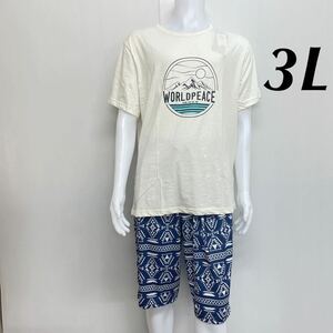 新品未使用61135 GOODDAY MOOD 3L 白半袖Ｔシャツ＋エスニックハーフパンツサラテロクール接触冷感　ゆったりらくちん♪上下セット