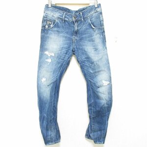 美品 G-STAR RAW ジースターロゥ ダメージ加工 立体裁断 3D カーブデニムパンツ ジーンズ W26 L30 インディゴ ◆