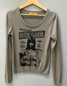 HYSTERIC GLAMOUR ヒステリックグラマー 01243NS03 THE WHOLE SHOCKING レディース プルオーバー 長袖ニット ラメグレー Fサイズ 透け感