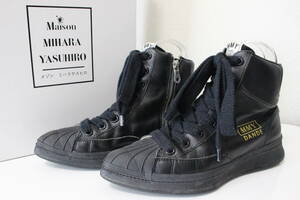 5138 極美品 Maison MIHARA YASUHIRO メゾン ミハラヤスヒロ DANDE レザー ハイカット スニーカー シューズ 黒 ブラック SIZE37 B09FW701