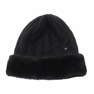 未使用品◎FOXEY フォクシー 40377 CASHIMER CAP カシミヤ100％ ヌートリアファー ロゴプレート付き ニットキャップ F 箱付 定価132000円