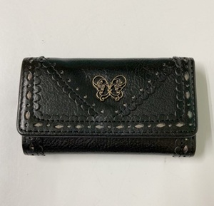 ◎【ANNA SUI/アナスイ】キーケース 黒 ブラック 4連 レディス 牛革 312354 箱なし 中古品/kb1849