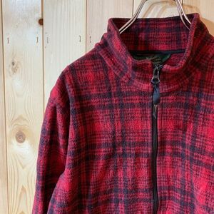 [KWT2777] Woolrich 長袖ジップフリース レディース レッドブラックチェック柄 M 60