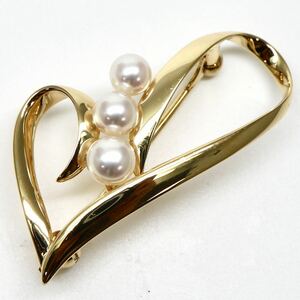 MIKIMOTO(ミキモト)テリ抜群!!◆K18 アコヤ本真珠ブローチ◆J 約4.3g パール pearl broach EC7/ED