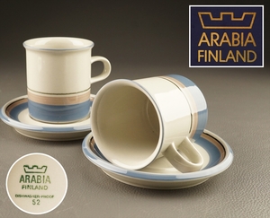 【千寿】ヴィンテージ食器 ARABIA アラビア ウートゥワ カップ＆ソーサ― ２客 j86◆在銘/箱付/洋食器/1982-1999年代/100018274