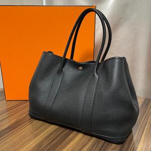 ★美品 T刻印★HERMES バッグ ガーデンパーティ PM ネゴンダ ブラック メンズ レディース ユニセックス