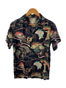 WACKO MARIA◆14AW/BRASIL ALOHA SHIRT/アロハシャツ/S/レーヨン/BLK/総柄