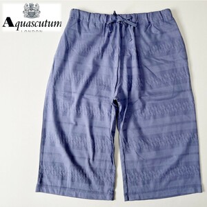 《Aquascutum アクアスキュータム》 新品 サラッと薄手生地 凹凸柄 ハーフパンツ ショートパンツ ウエストゴム M(W76~84)S0269