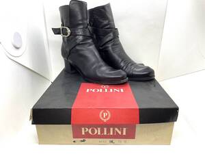 POLLINI ポリーニ ショートブーツ ブラック 22.5cm レザー イタリア製