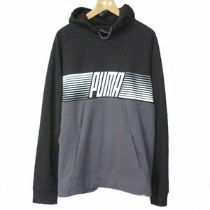 新品L★送料無料★PUMAプーマ 黒×グレーロゴパーカー