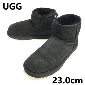 アグ/UGG★本革/シープスキン/ムートンブーツ【size:23.0/黒/black】ショート丈/Leather/Boots/shoes◆sWB115-11