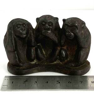 三猿 見ざる聞かざる言わざる 猿 サル 置物 インテリア 工芸 骨董 アンティーク