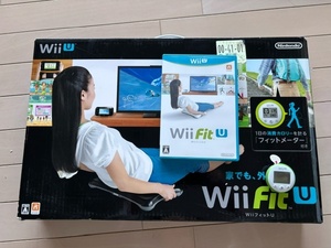 【送料無料】Wii Fit U バランスWiiボード クロ 黒（取説・箱有り）+ フィットメーター (ミドリ) 　wii fit u