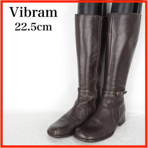 EB6337*Vibram*ビブラム*レディースロングブーツ*22.5cm*茶系*革使用