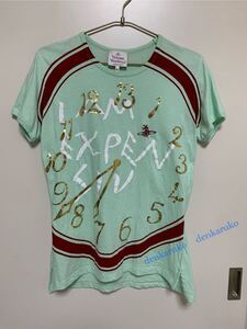 美品☆ ワールズエンド 時計 クロックプリント　Tシャツ☆ヴィヴィアンウエストウッド Vivienne Westwood☆Mサイズ☆ミントグリーン