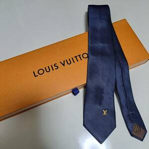 美品 ルイヴィトン Louis Vuitton ネクタイ シルク100% ブルー 格子 246-67