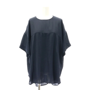 フローレント FLORENT 23AW CREW NECK BLOUSE ブラウス 半袖 チュニック丈 オーバーサイズ 1 S 紺 ネイビー /AT ■OS レディース