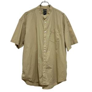 GAP ギャップ The BIG Shirt 半袖 ノーカラー シャツ M ベージュ メンズ 無地 シンプル 送料185円 24-0626