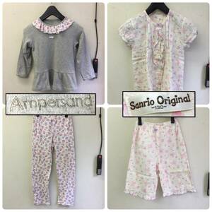 [洋服] キッズ「ツーピース：2着セット」130サイズ Ampersand Sanrio original(smiles) おそらくパジャマ 汚れ多数 長袖 半袖 子供服