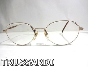 X4F015■本物■ トラサルディ TRUSSARDI ゴールド色 ブルーライトカットレンズ PC メガネ 眼鏡 メガネフレーム