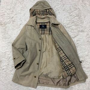 バーバリー【トロトロの肌触り】BURBERRY レザー コート 3way ダウンライナー フーディ ベージュ ノバチェック裏地 スエード 秋冬 M