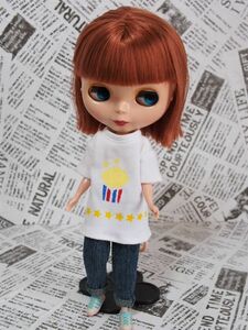 ハンドメイド*ブライス/リカちゃんサイズお洋服セット人形/アウトフィット/衣装/ドレス/ビッグTシャツ/デニムパンツ/レトロ/手作りドール服