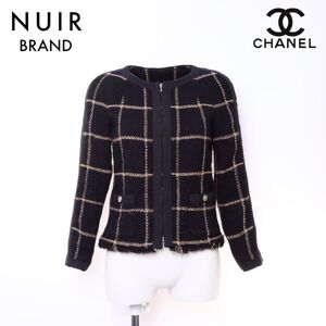 シャネル CHANEL ジャケット size34 2000s ツイード チェック ココマークボタン ツイード ブラック