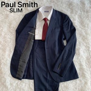 大人気水玉裏地 Paul Smith LONDON SLIM ドット柄 スーツ セットアップ ネイビー ポールスミスロンドン スリム テーラードジャケット 2B