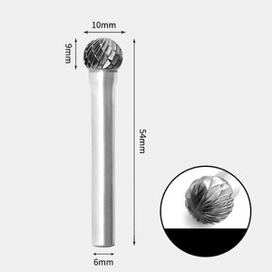 10 x 9mm 球型 ダブルカット シャンク径 6mm 超硬 ロータリーバー リュータービット 超硬バー GAVAN